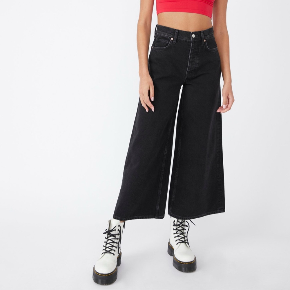 Free People wide leg black jeans